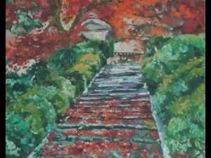 Stairway with Red Petals