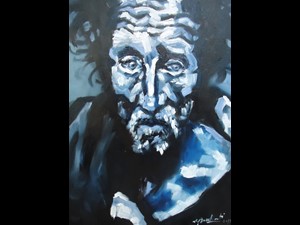 Old man in blue